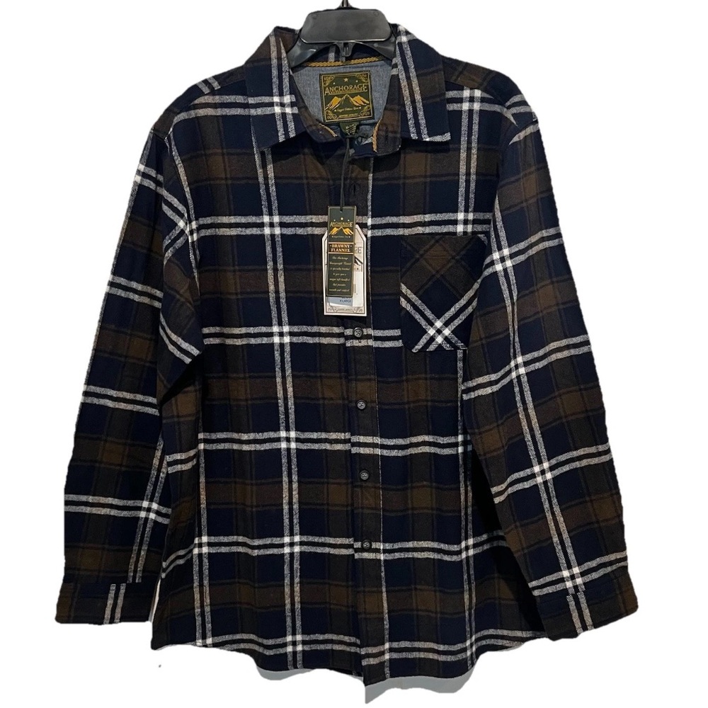 Anchorage Expedition Shirt Mens Extra Large Blue Plaid Heavy Flannel Outdoor XL